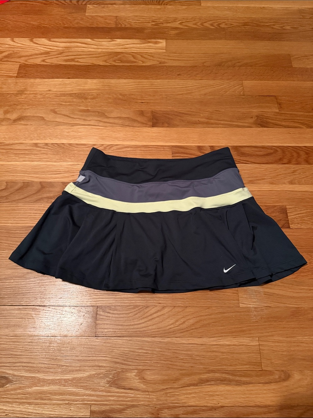 Nike Black Mini Skirt with Gray and Pale Yellow Band Accents